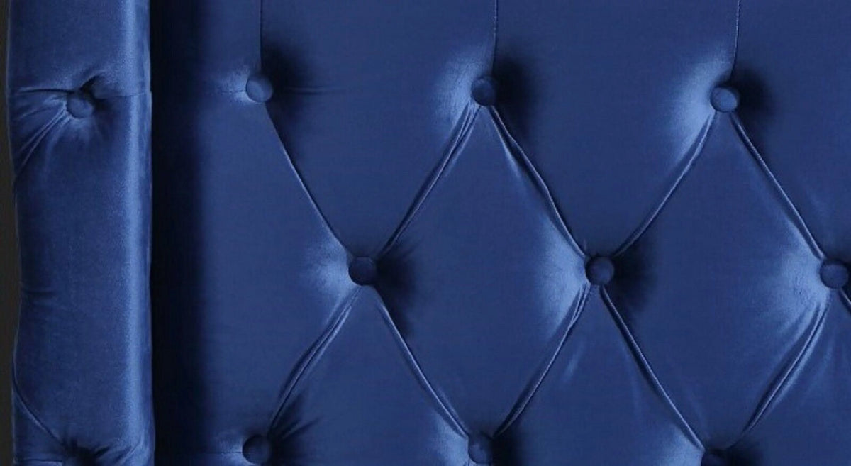 Blue Velvet Upholstered King Size Platform Bed I705142
