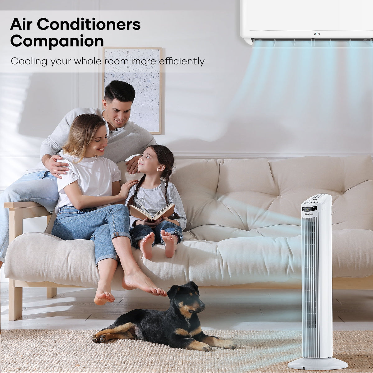 30 Tower Fan Oscillating Fan 60dB Quiet Cooling Fan with Remote Control 3 Speeds 3 Wind Modes Timer White D920769
