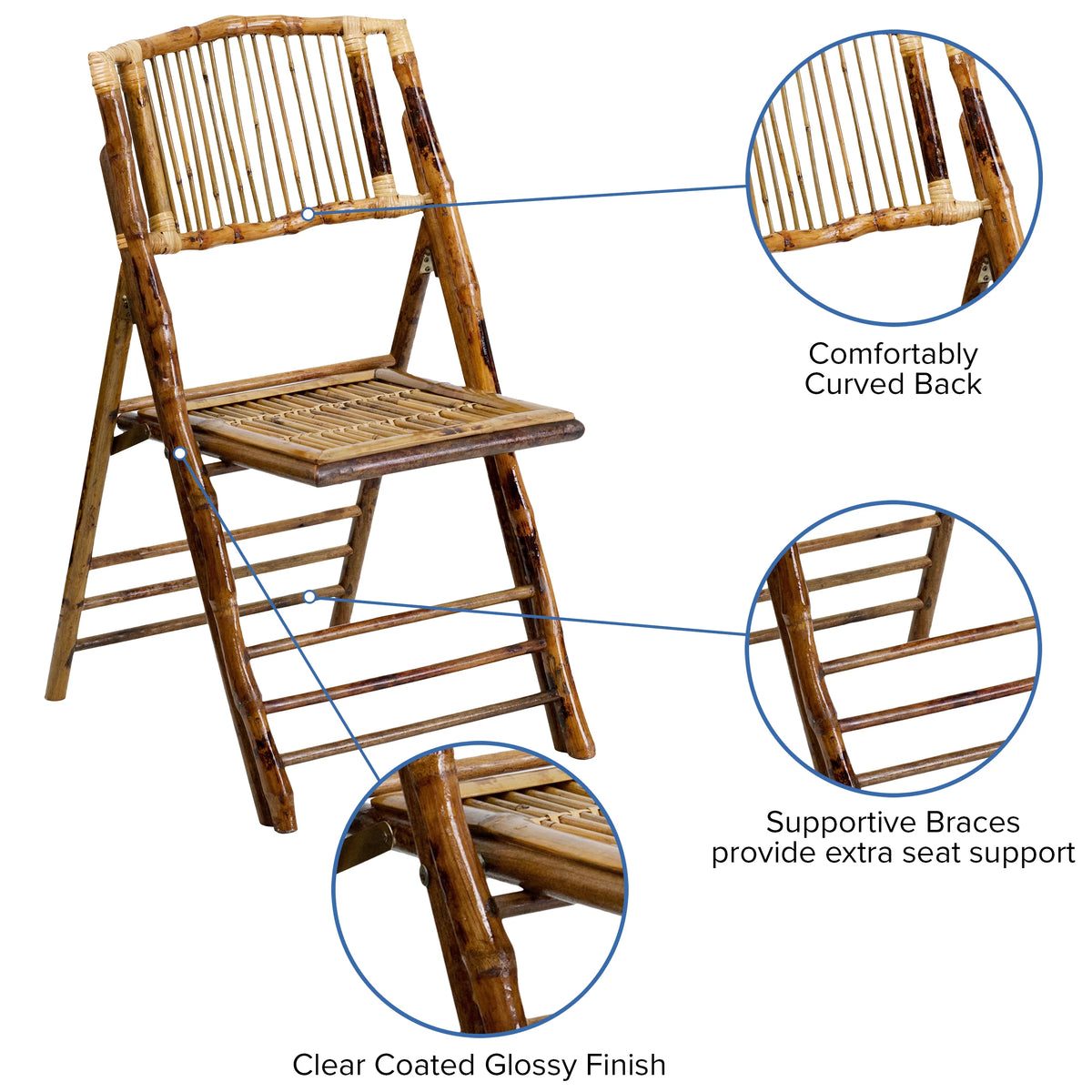 4 Pack Bamboo Wood Folding Chair W670