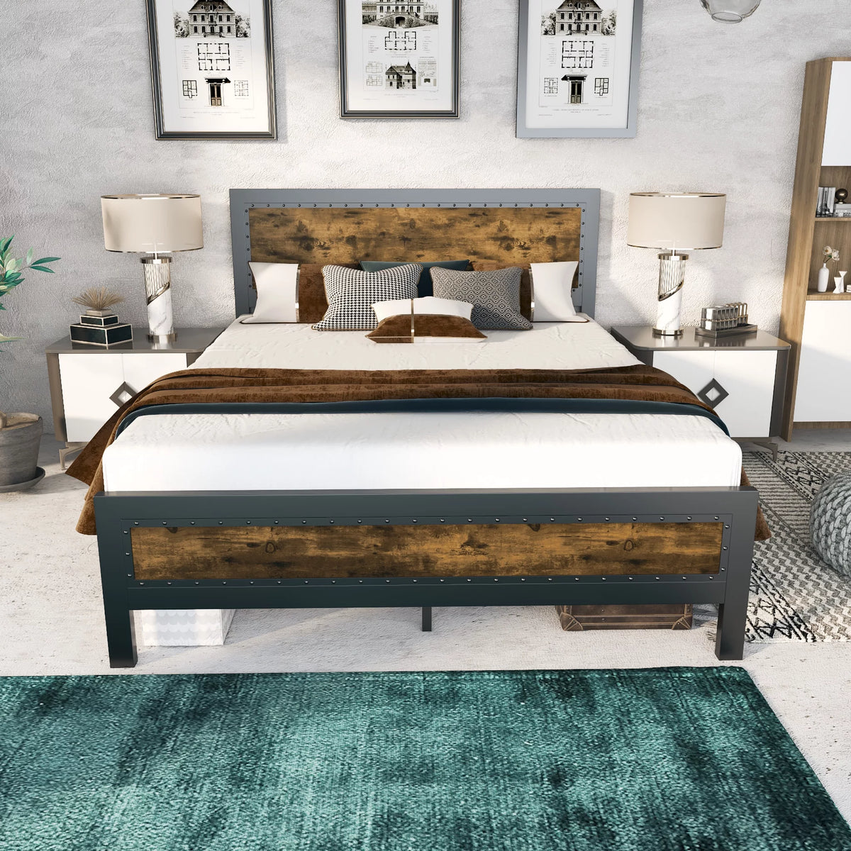Full Size Heavy Duty Metal Bed Frame with Steel Slats Support R2523