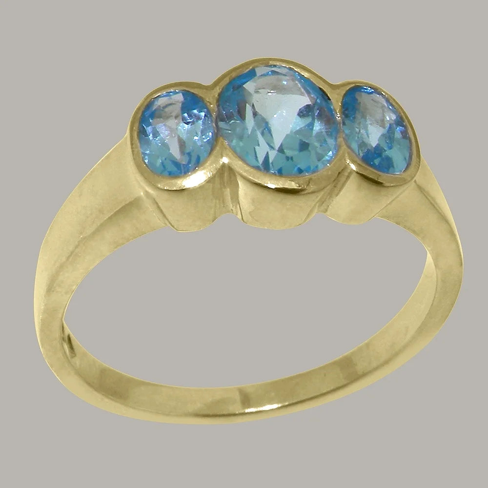 14k Yellow Gold Natural Blue Topaz Womens Ring M8194