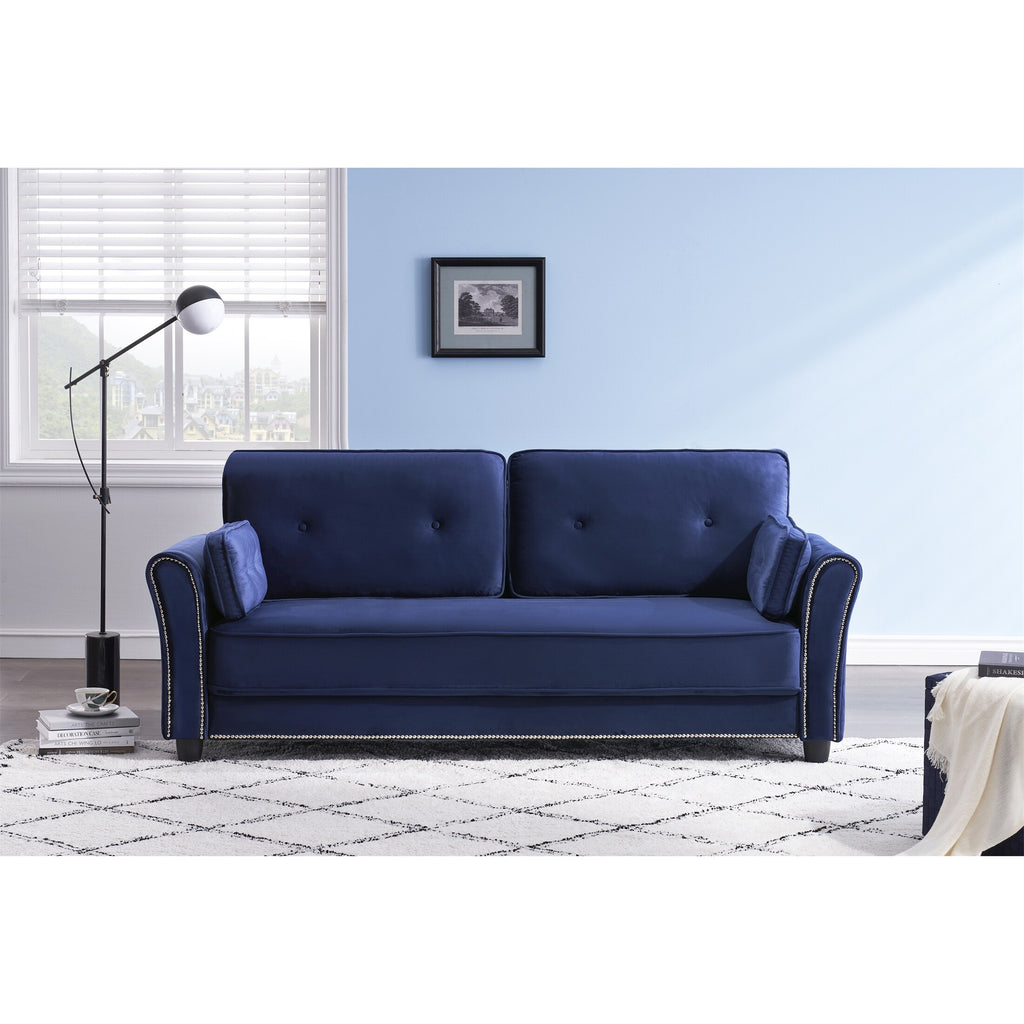 Grey Velvet Loveseat Sofa with Two Pillows C236512