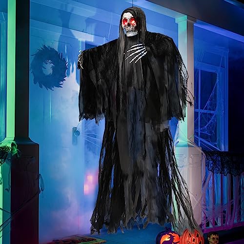 Hanging Grim Reaper Halloween Decoration with Glowing Eyes and Sound Z8807