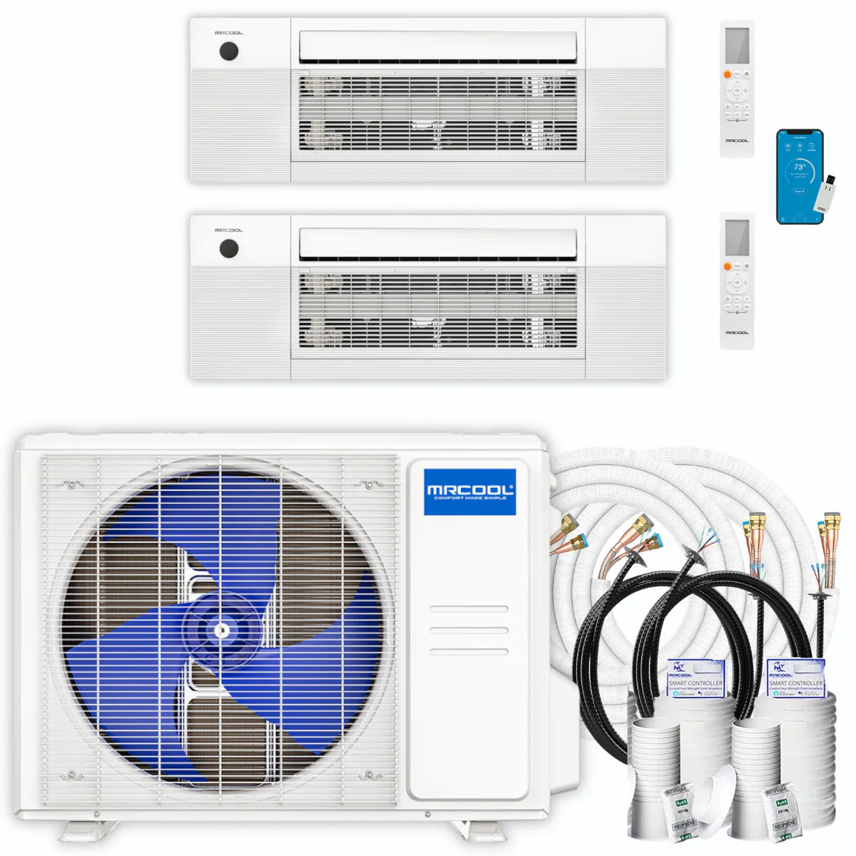 30,000 BTU 2 Zone Ceiling Cassette Ductless Air Conditioner and Heat Pump Q4433