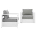 Gray/White Fabric & Aluminum Outdoor Armchair (Set of 2) F347