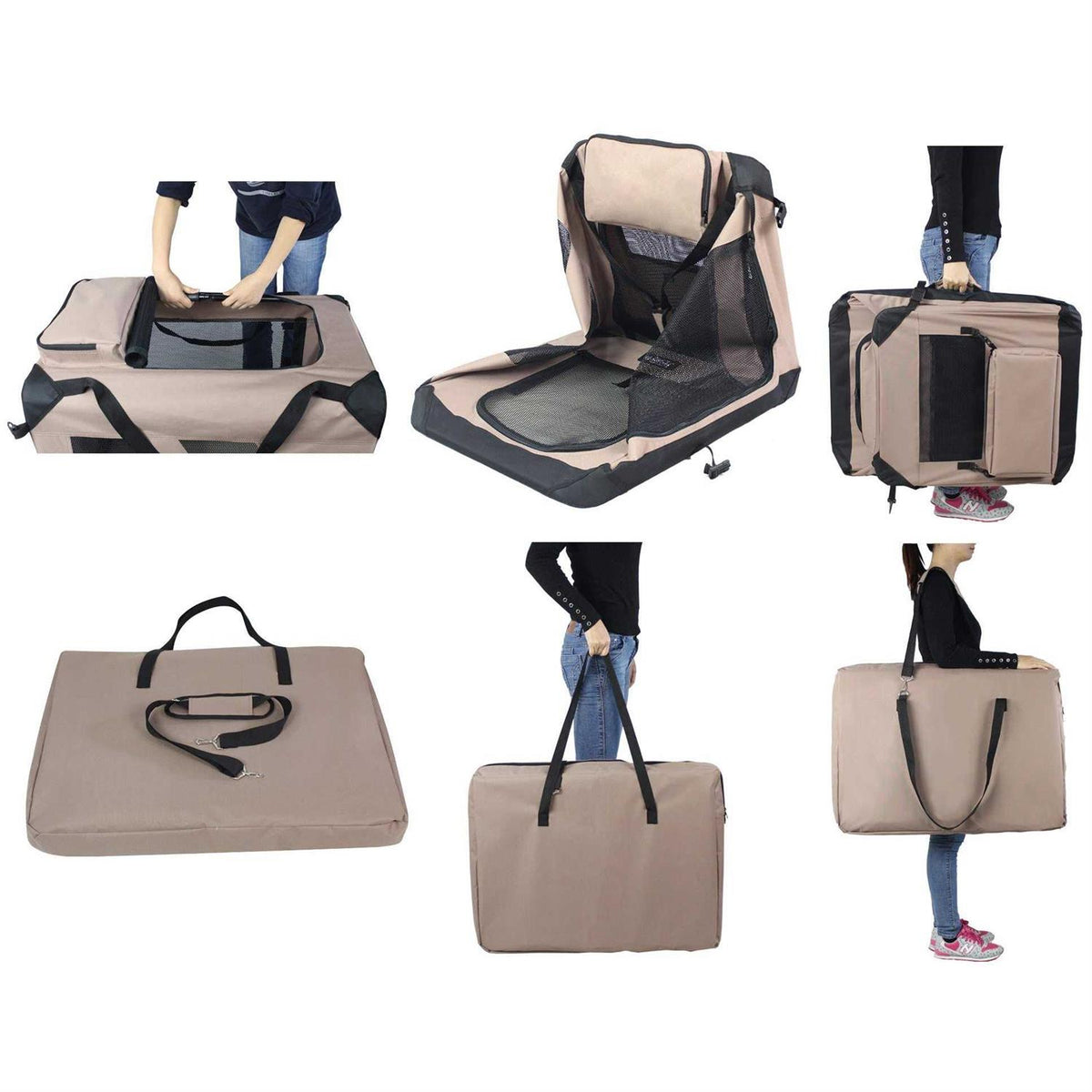 3-Door Folding Soft Dog Crate V7664