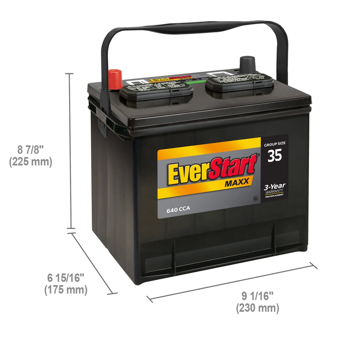 Lead Acid Automotive Battery Group Size 35 12 Volt 640 CCA X667972
