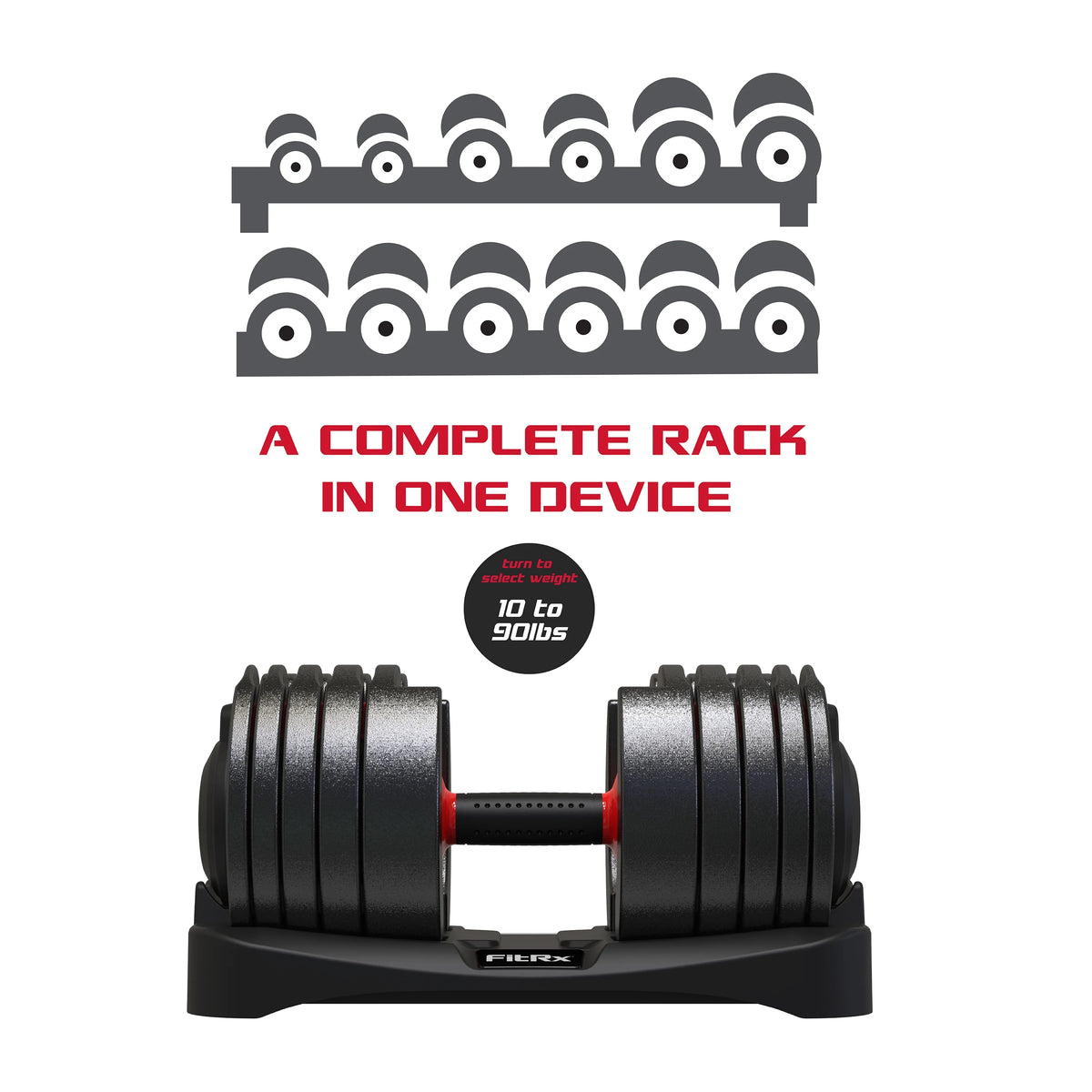 Adjustable Dumbbell 10-90 lbs Black Single Q16139