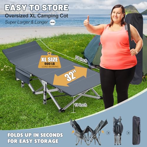 Folding Camping Cot with Pad and Carry Bag J1071