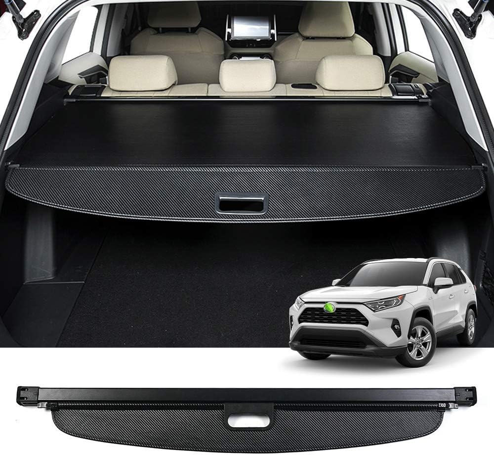 Black Carbon Fiber Texture Retractable Rear Trunk Cover Pack of 2 C130106