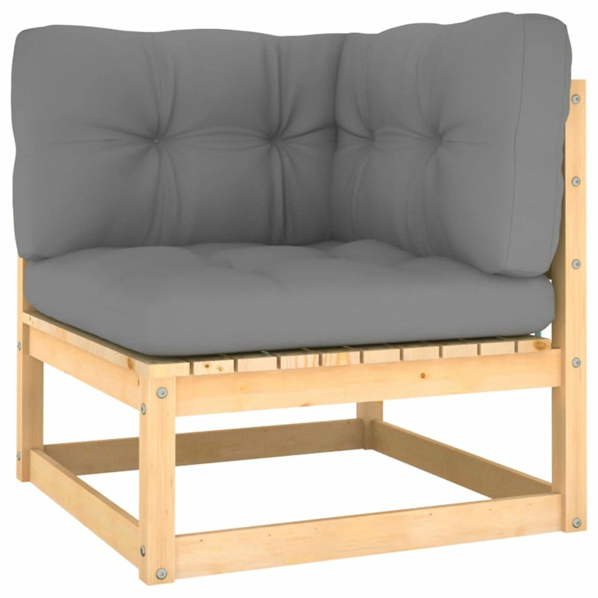 11 Piece Gray Cushion Pinewood Patio Lounge Set I3324