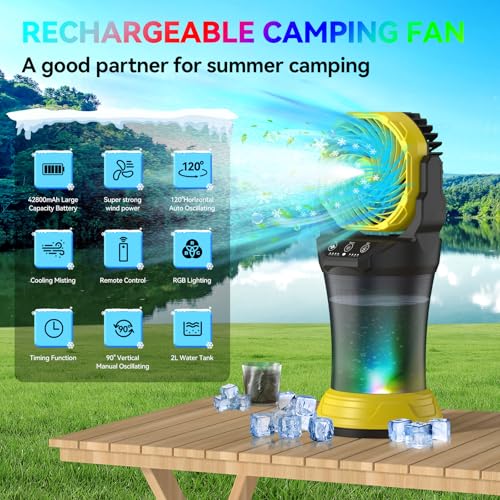 Portable Camping Misting Fan with Remote Control V198851