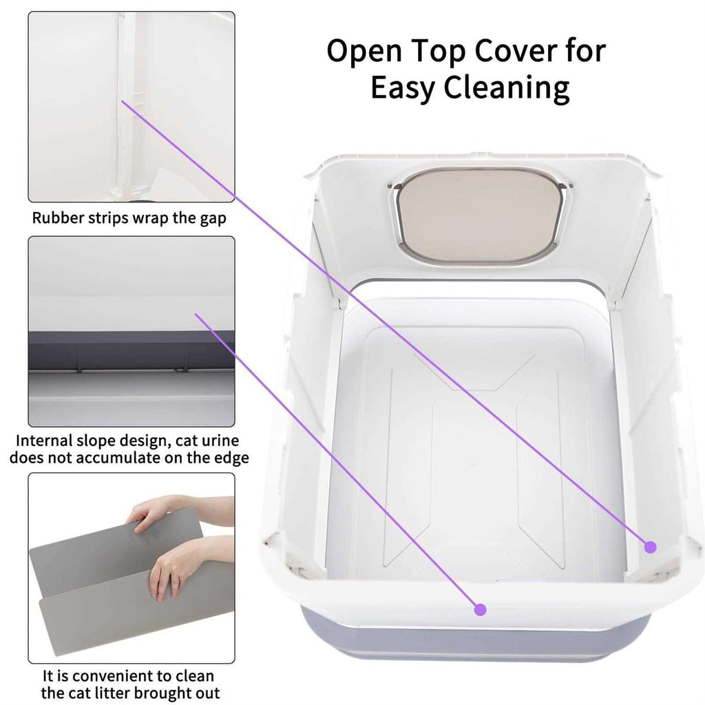 Large Top Entry Anti-Splashing Cat Litter Box with Lid G512459