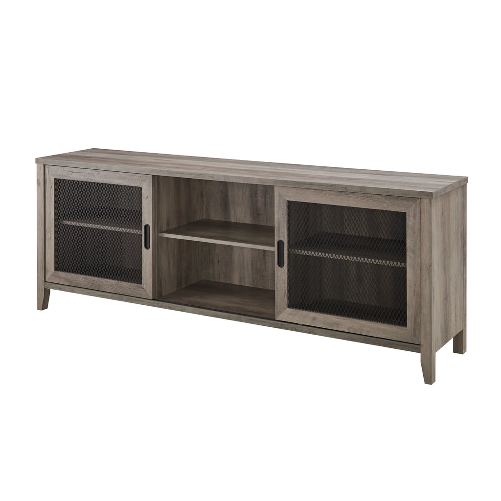 Grey Wash Sliding Door TV Stand T6278