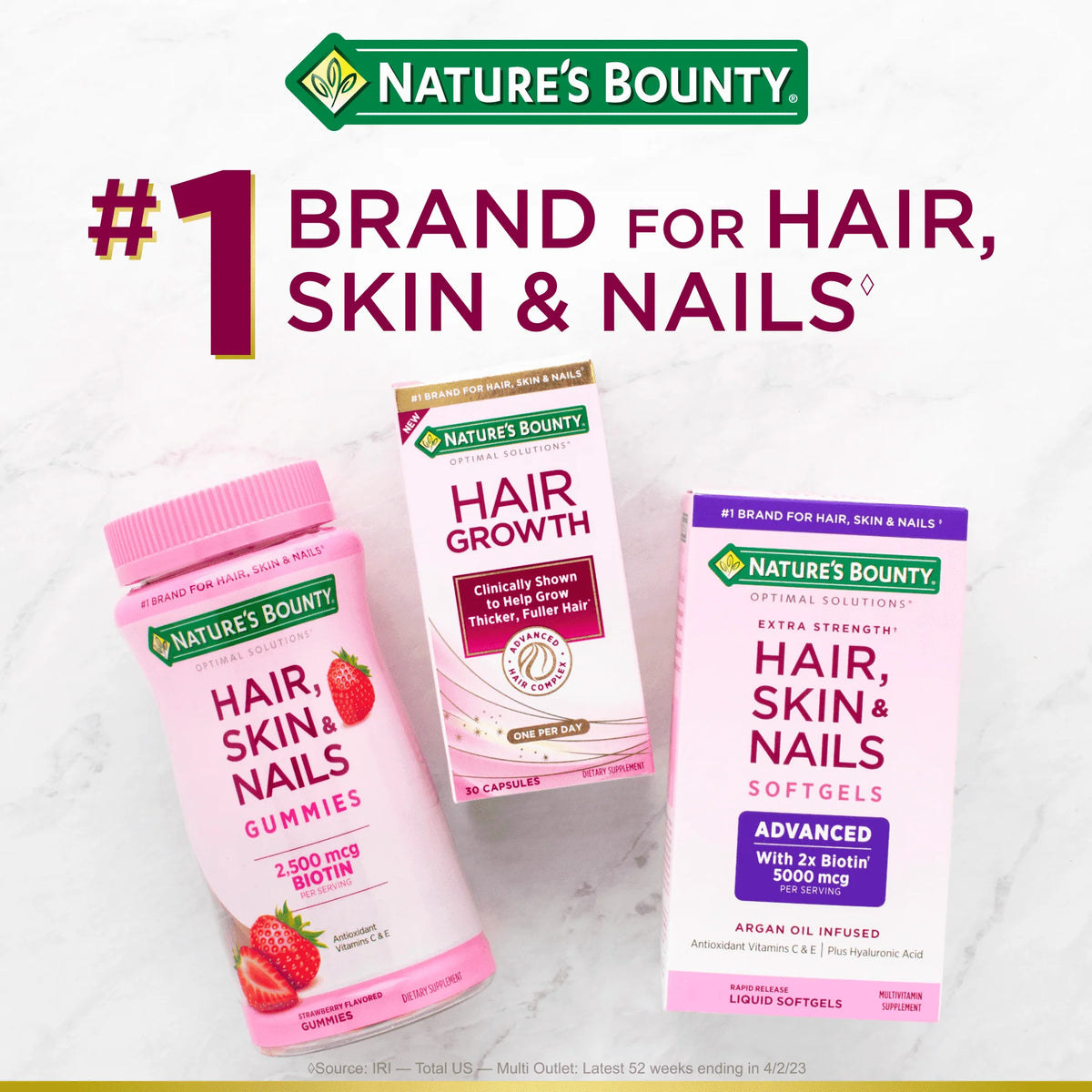 Hair, Skin and Nail Biotin & Vitamins A, C, & E Softgels, 150 Count H8043