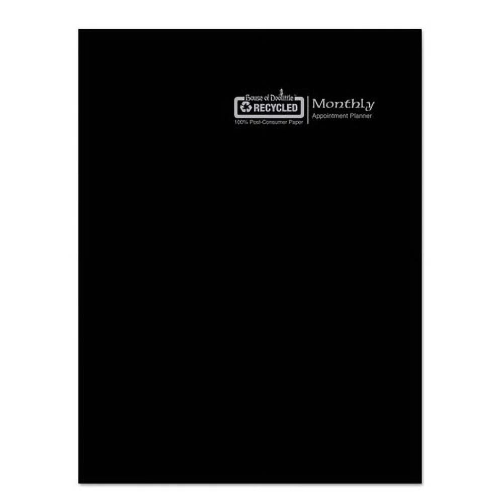 Recycled Ruled 14-Month Planner with Leatherette Cover, Black U949170
