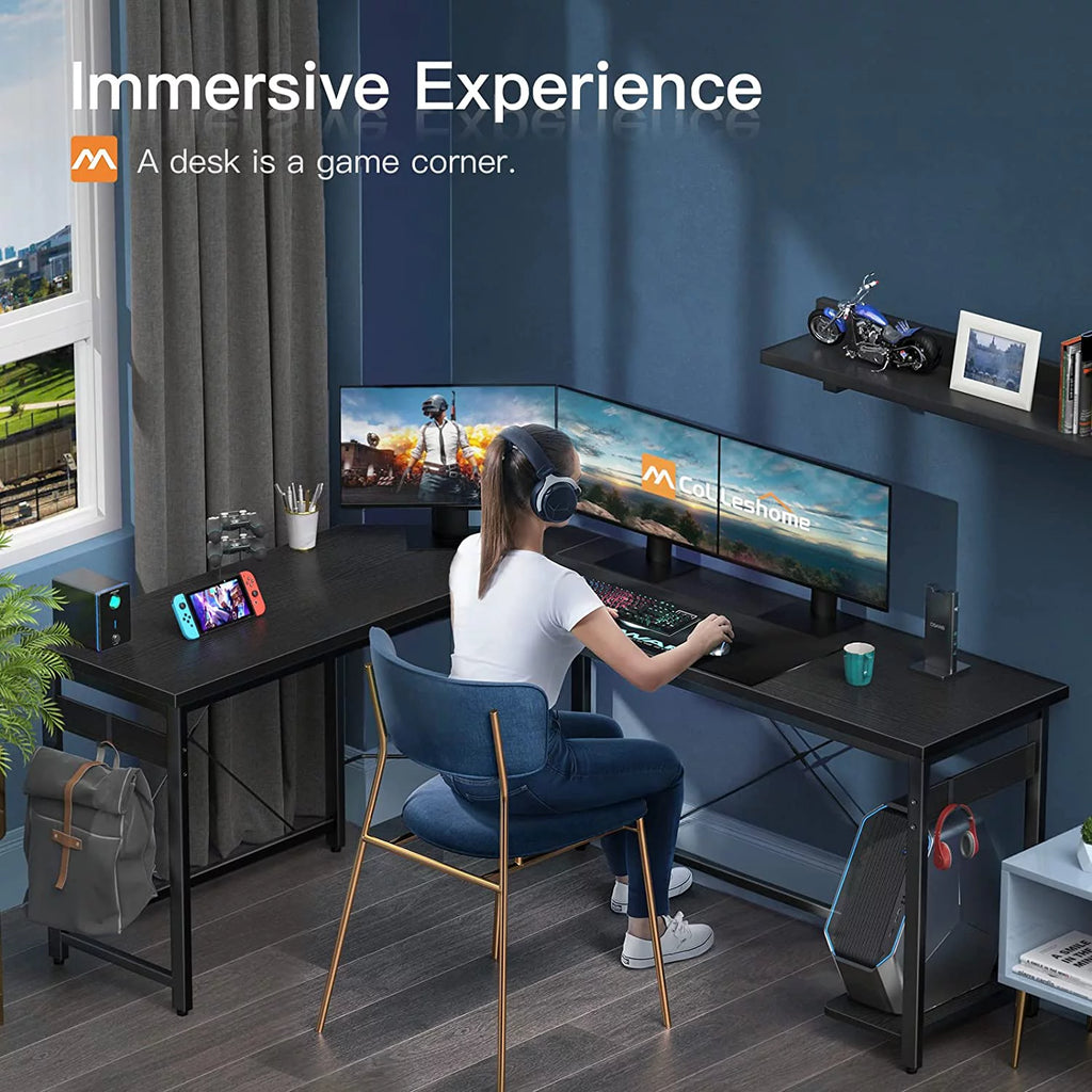 66" L Shaped Black Gaming Desk M152722
