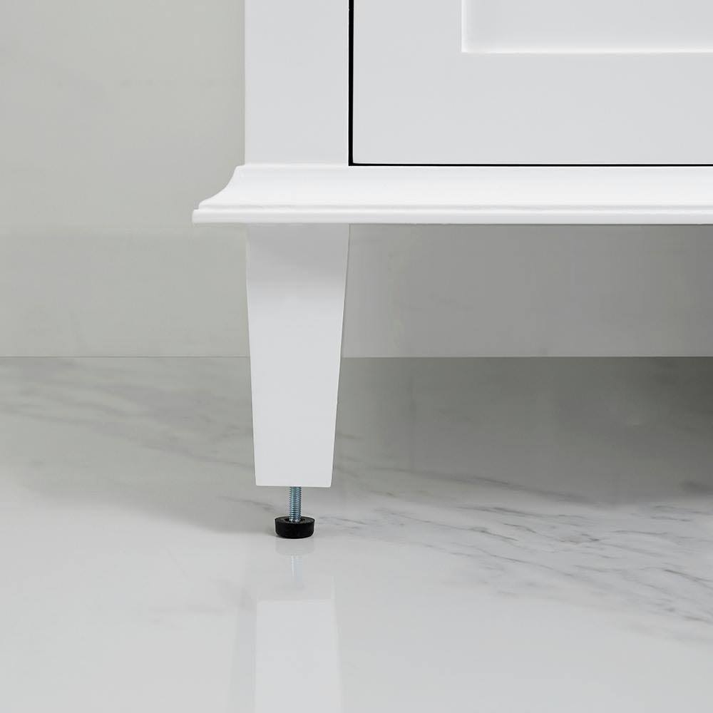 White Vanity with Carrara Marble Top with White Sinks P579862