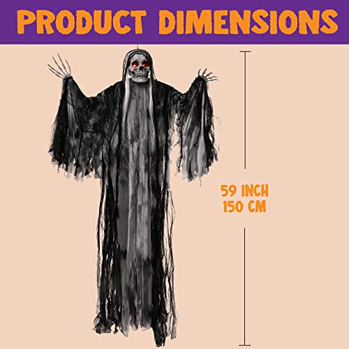 Hanging Grim Reaper Halloween Decoration with Glowing Eyes and Sound Z8807