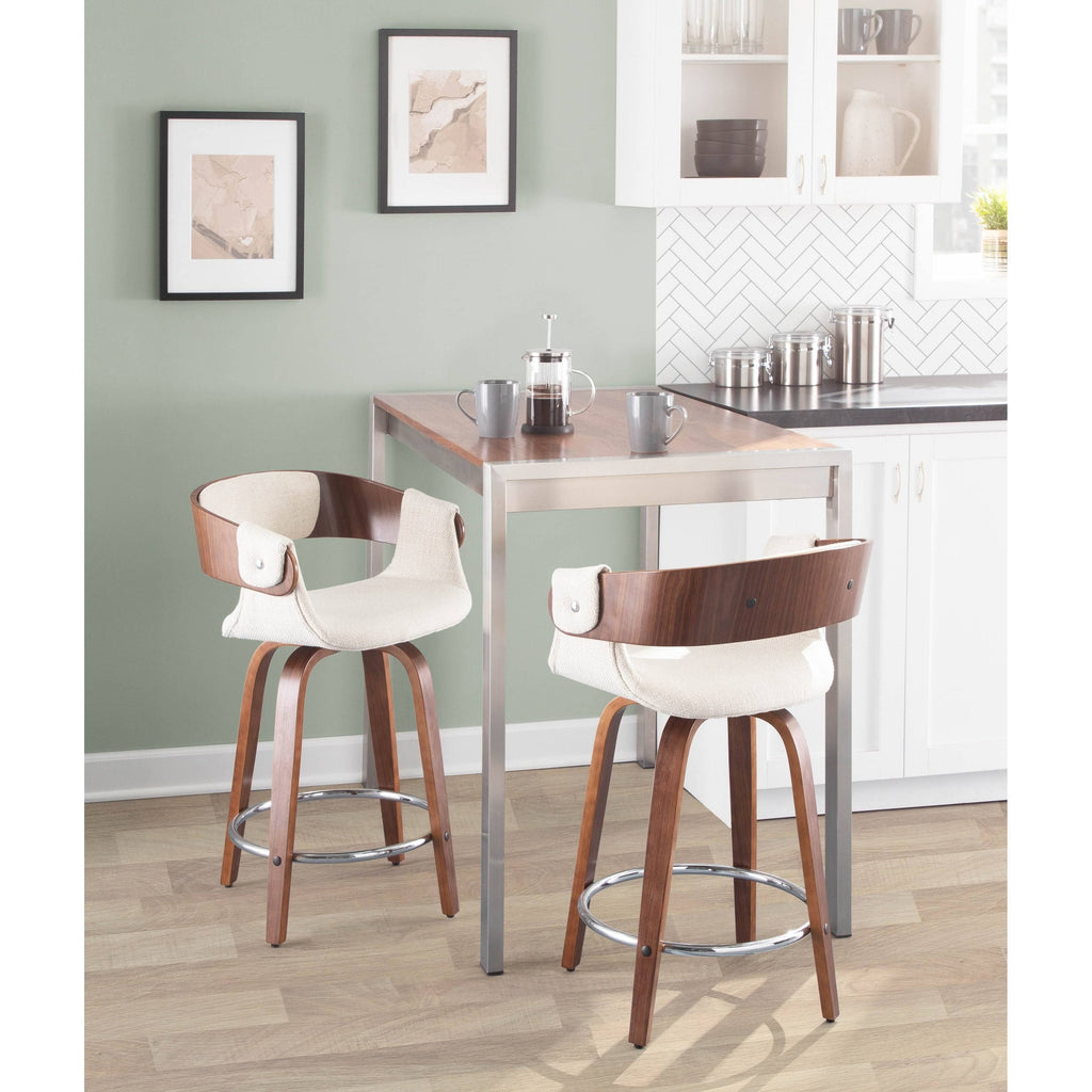 Set of 2 Counter Stool Cream Walnut C5695