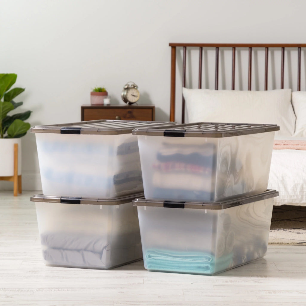91 Qt. Clear Plastic Storage Bin with Lid, Set of 4 U651
