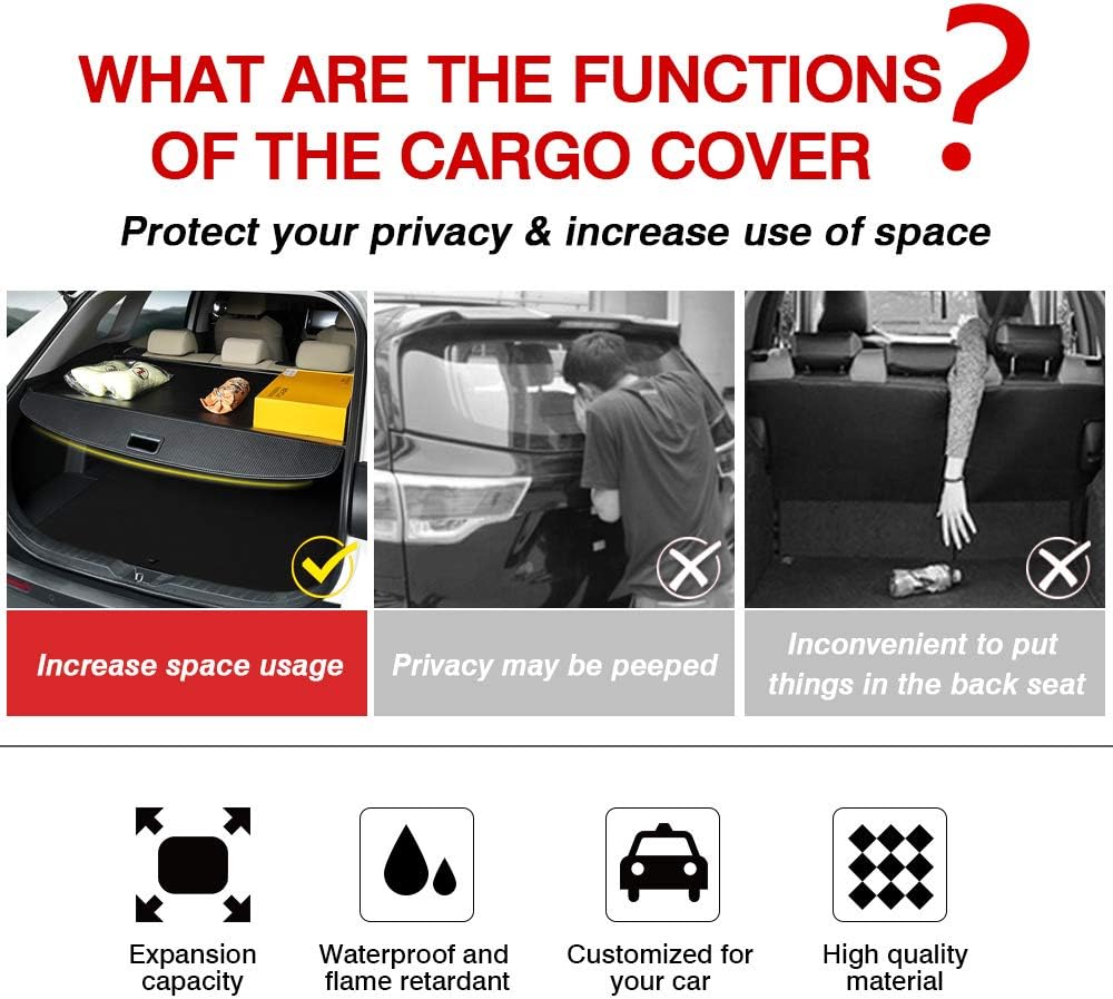 Black Carbon Fiber Texture Retractable Rear Trunk Cover Pack of 2 C130106