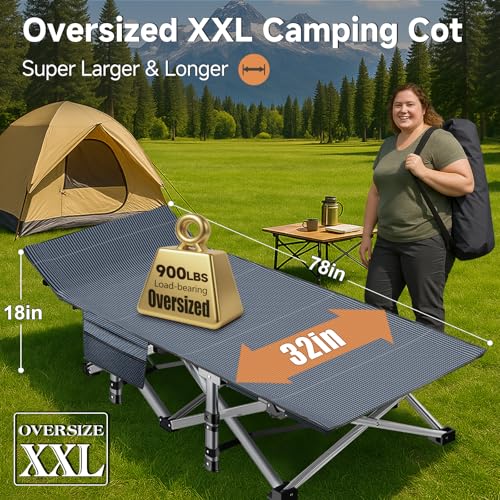Folding Camping Cot with Pad and Carry Bag J1071