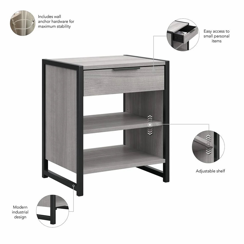 Small End Table with Drawer in Platinum Gray T478