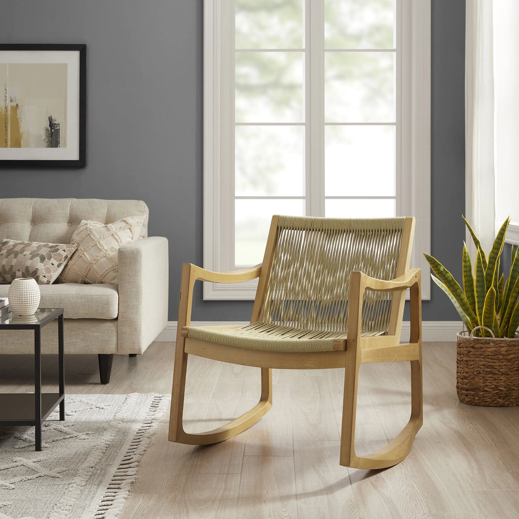 Natural Woven Rope Beechwood Rocking Chair N25235