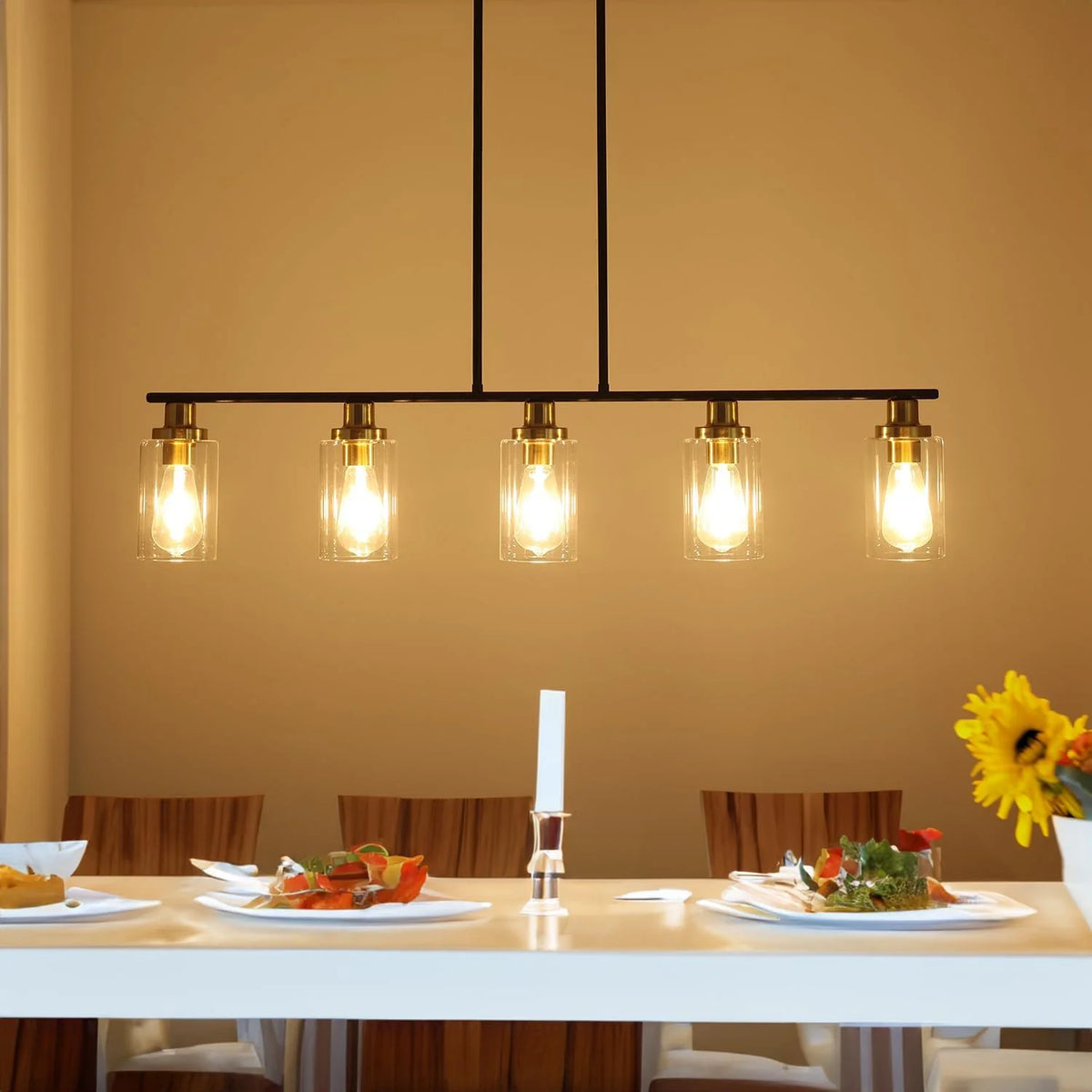 5 Lights Clear Glass Shade Island Light S99493