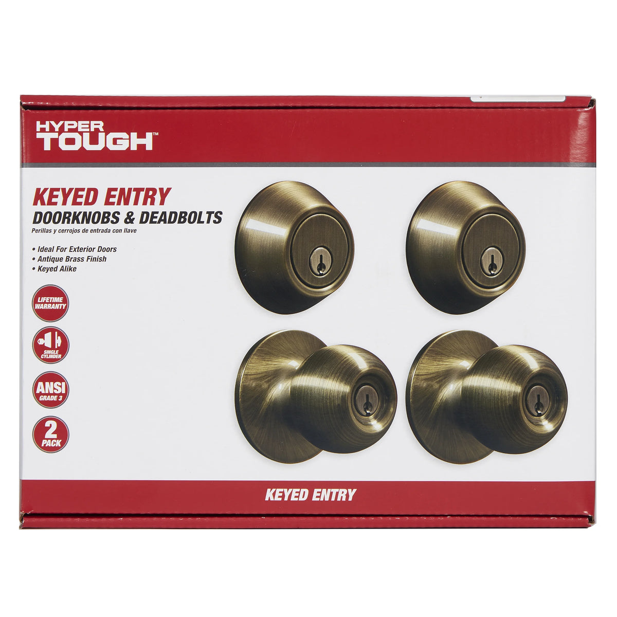 Keyed Entry Ball Doorknob and Deadbolt Combo in Oil-Rubbed Bronze, Twin Pack J73758