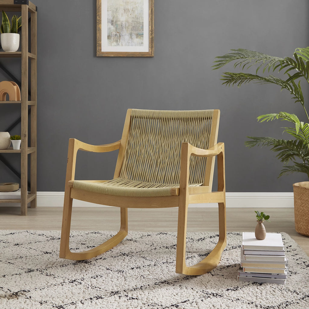 Natural Woven Rope Beechwood Rocking Chair N25235