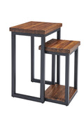 Rustic Wood Nesting End Tables Set of Two J3151