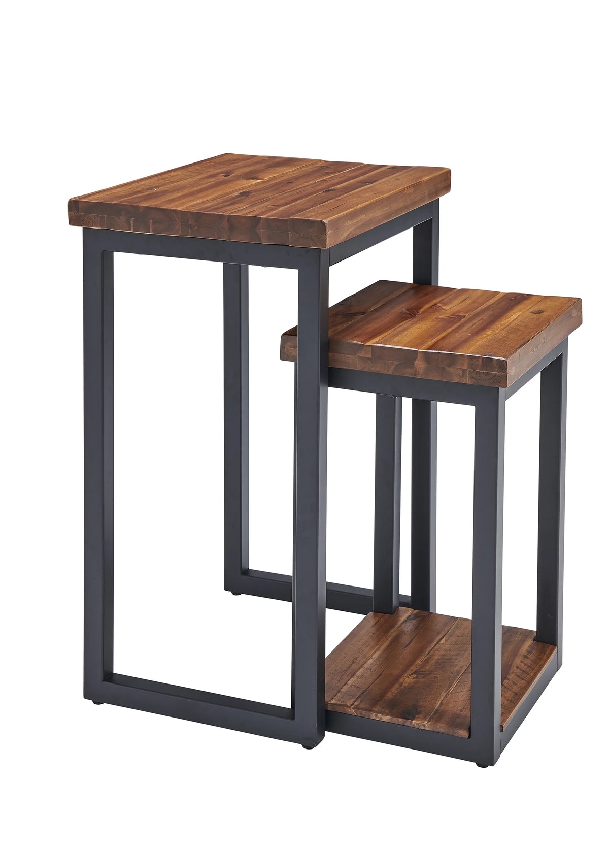 Rustic Wood Nesting End Tables Set of Two J3151
