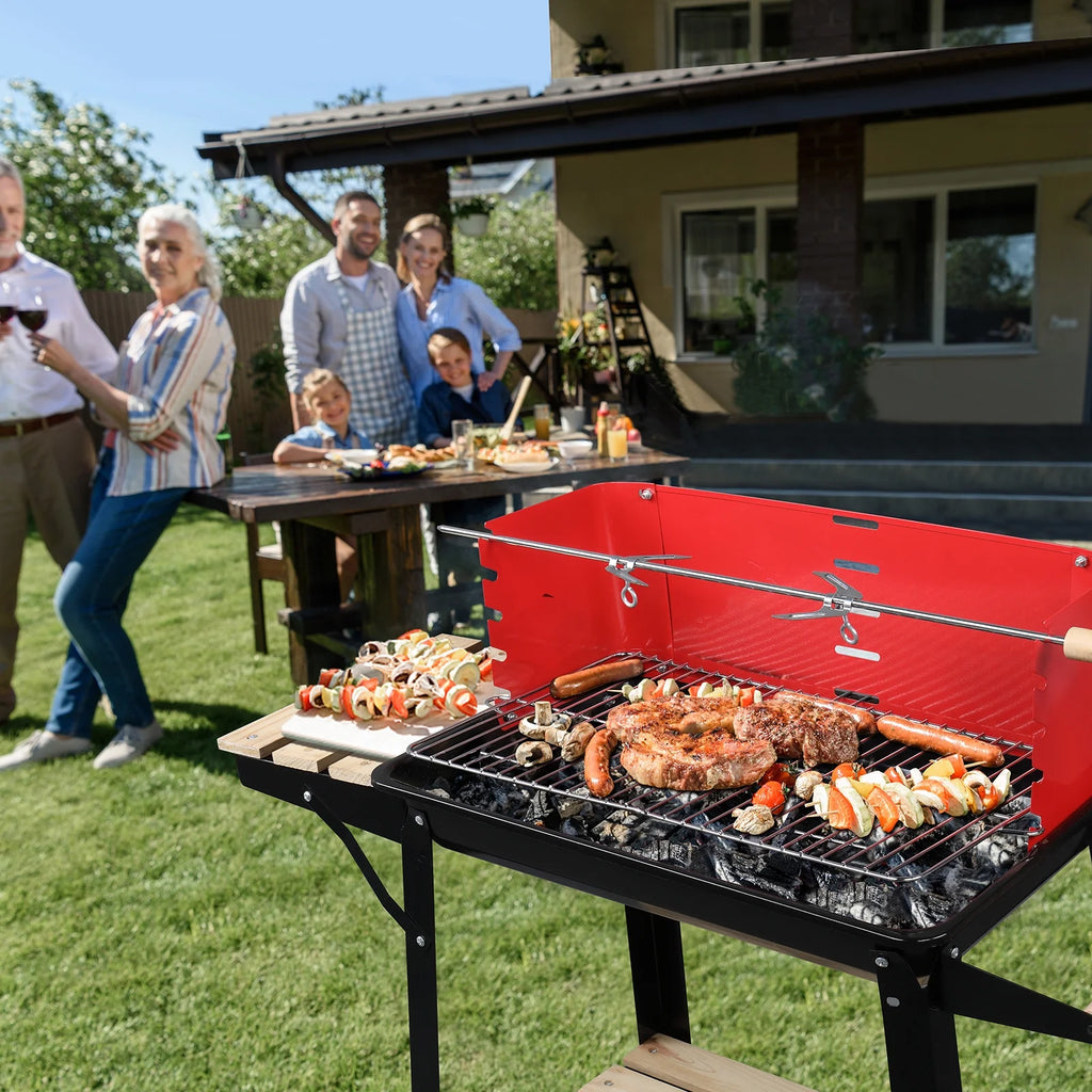 Square Enamel Charcoal Oven Black Red D59448