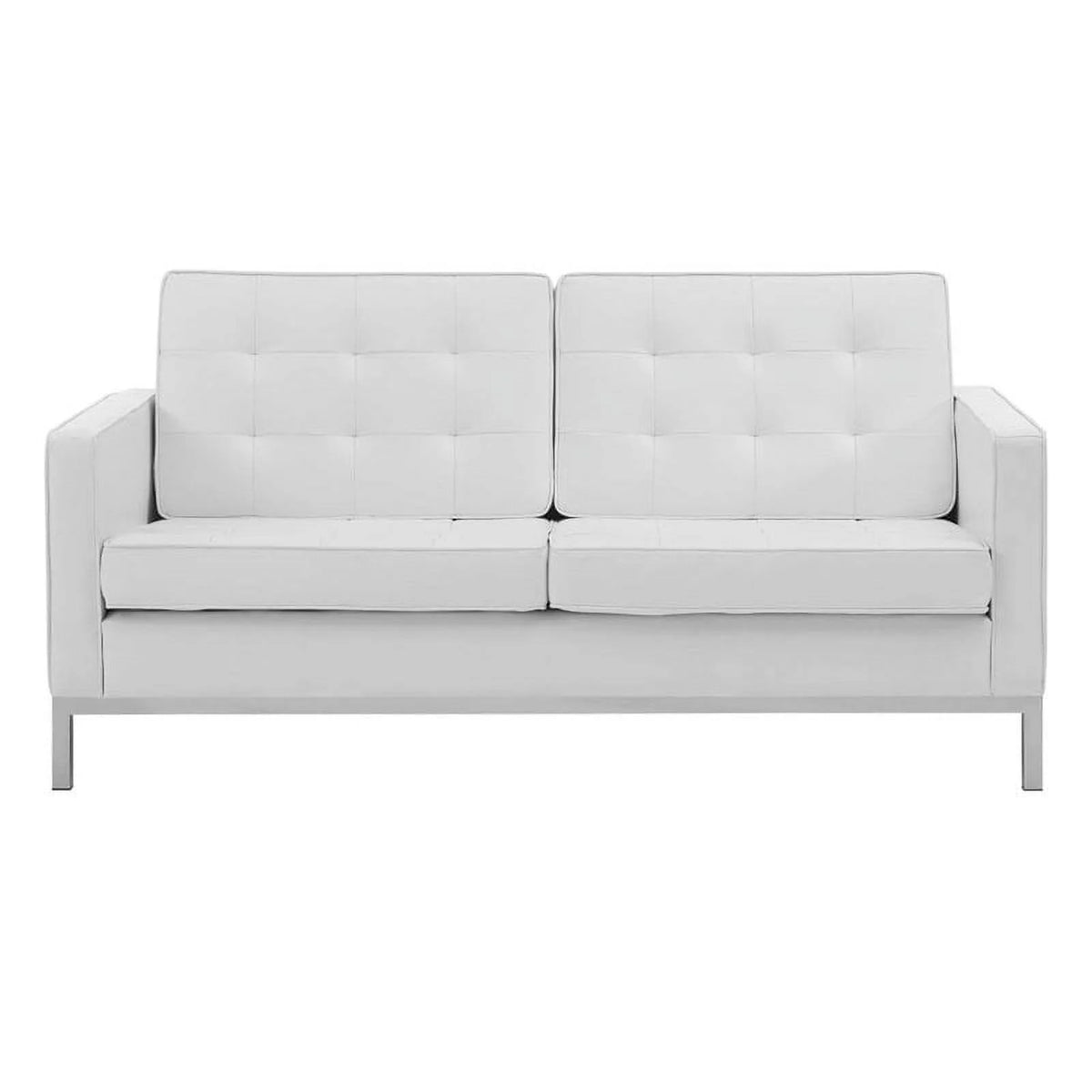 White Faux Leather Tufted Loveseat Y819270