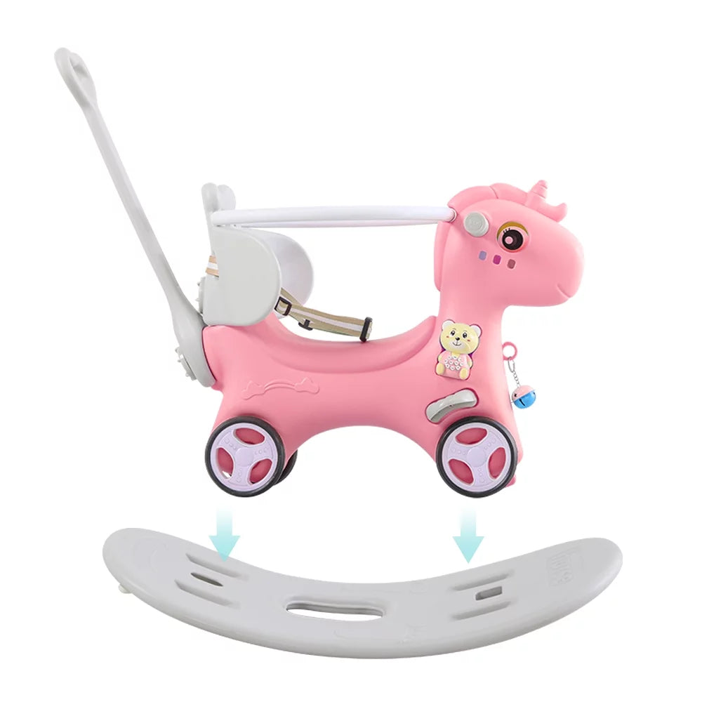 Pink Unicorn Ride On Toy with Push Handle O944