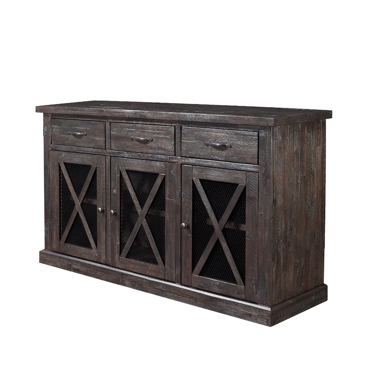 Brown Wooden Sideboard with 3 Drawers and Doors S394609