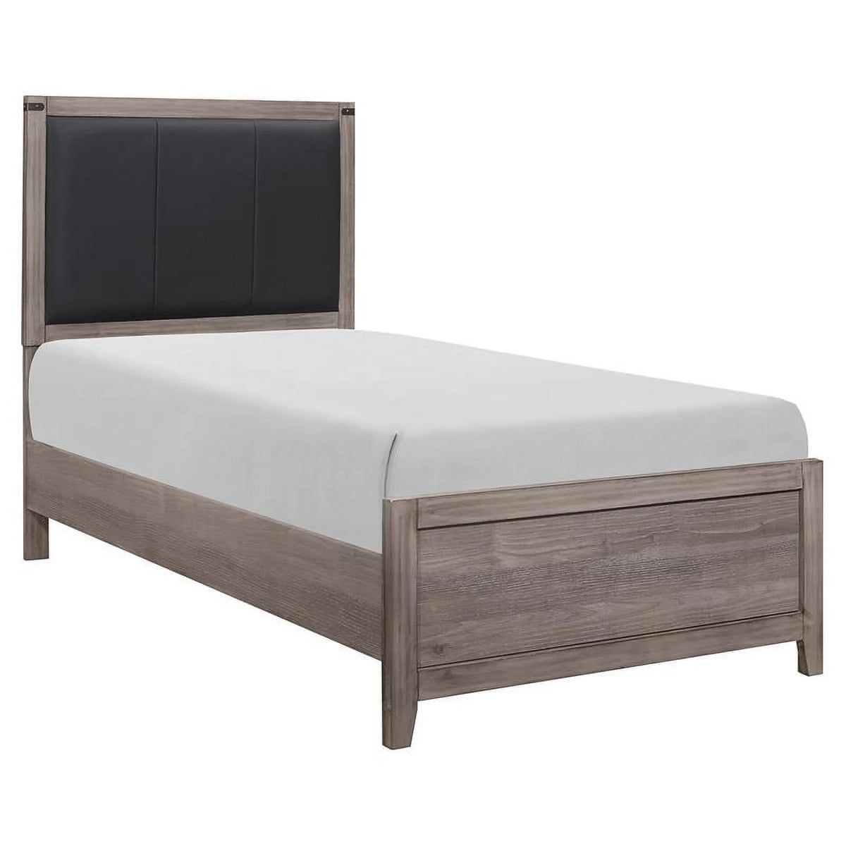 Gray Black Upholstery Wood Twin Bed Y1566
