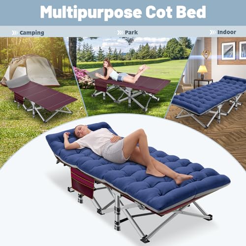 Folding Camping Cot with Pad and Carry Bag J1071