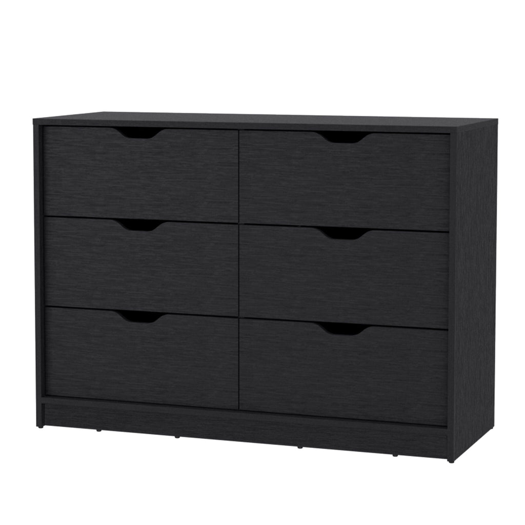 Black Manufactured Wood Six Drawer Dresser E9398