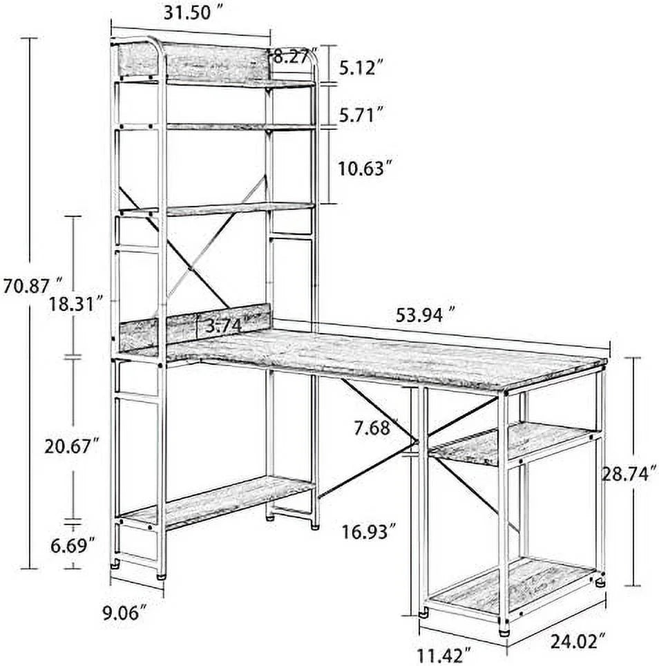 Computer Desk with Bookshelf Y914