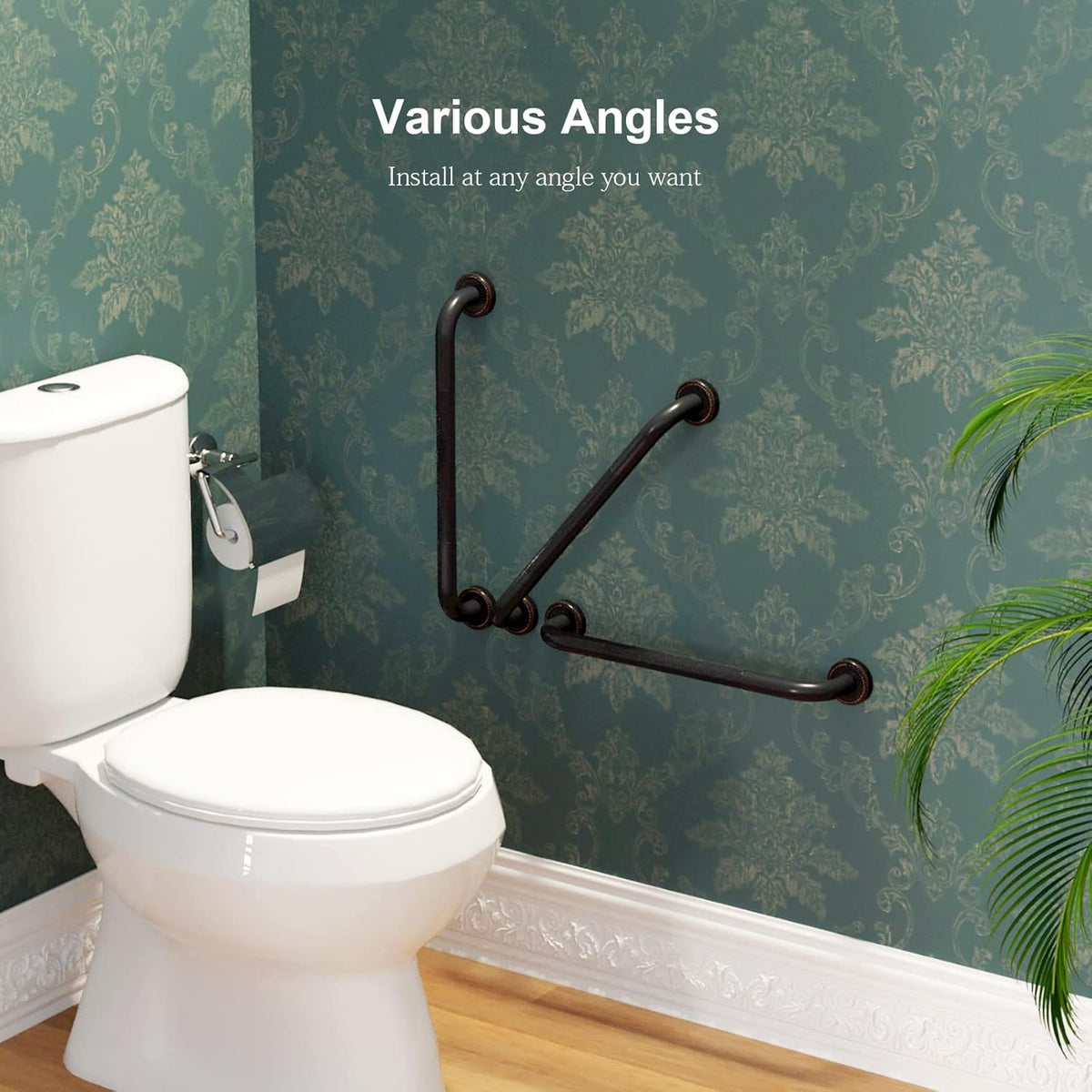 2 Pack 20 Inch Anti Slip Bronze Shower Grab Bar Oil Rubbed Black, Antique Brass Bathroom Grab Bar, Knurled Bath Balance Bar, Safety Handrail Support, Handicap Elderly Senior Assist Bath Handle Pack of 2 S388738