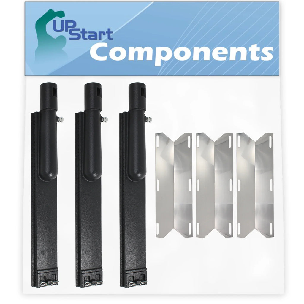 3-Pack BBQ Gas Grill Tube Burner & Heat Shield Plate Replacement Parts X275913