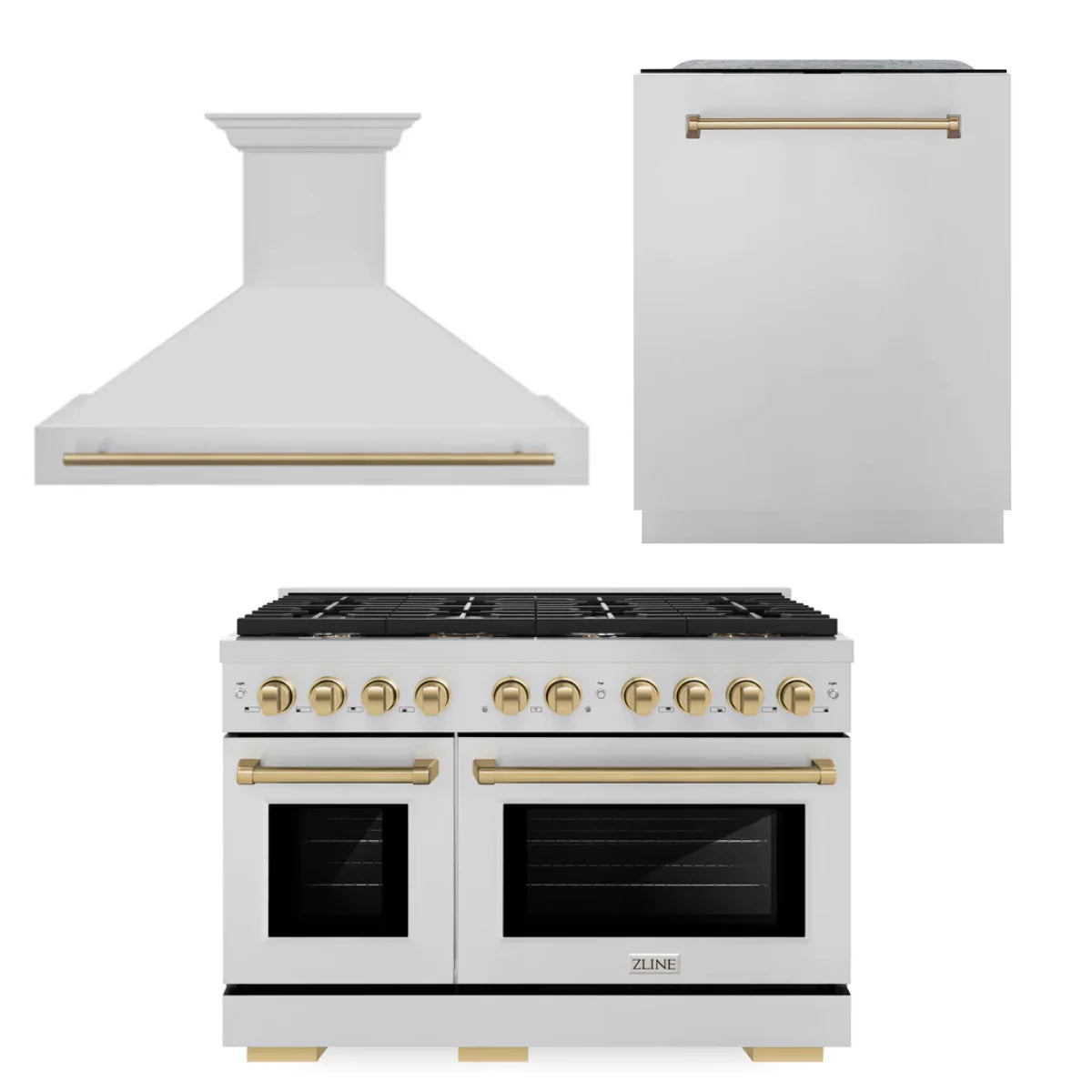 48 In. Gas Range, Range Hood, Dishwasher in Stainless Steel Z888