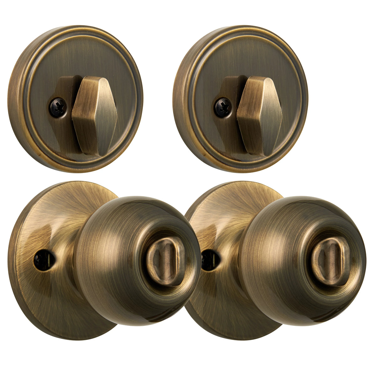 Keyed Entry Ball Doorknob and Deadbolt Combo in Oil-Rubbed Bronze, Twin Pack J73758