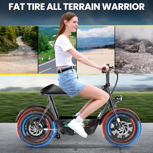 Electric Scooter with Seat, Fat Tire, Storage Basket Z886