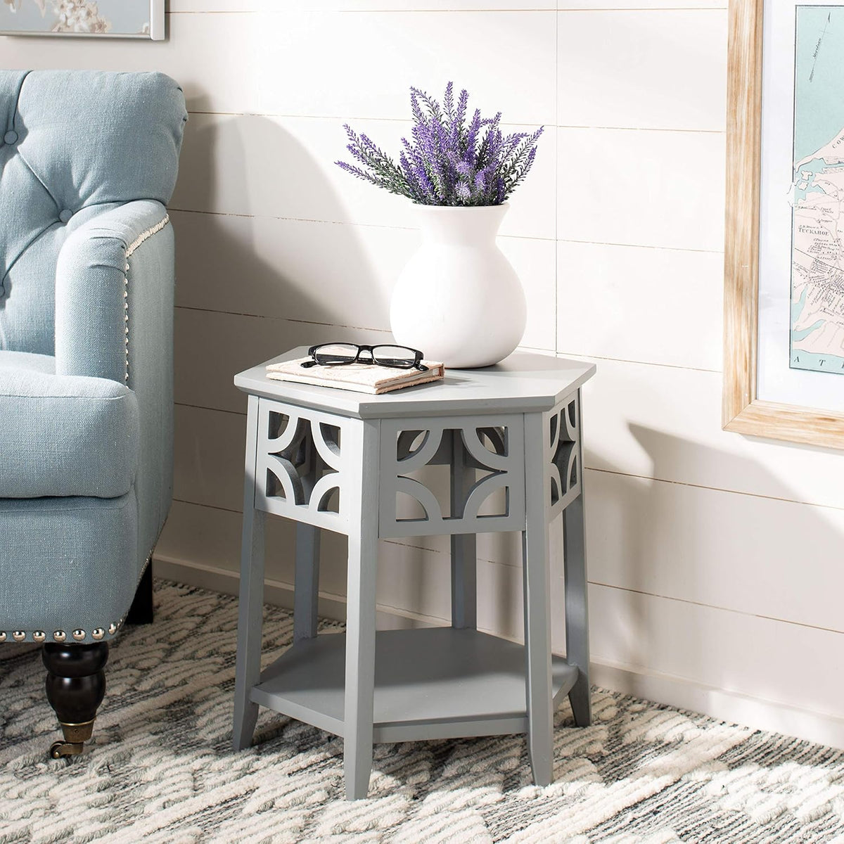 Charcoal Grey Hexagon End Table C616006