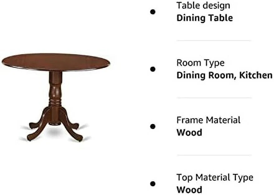 Round Solid Wood Dining Table with Dropleaf 42x42 Inch K161