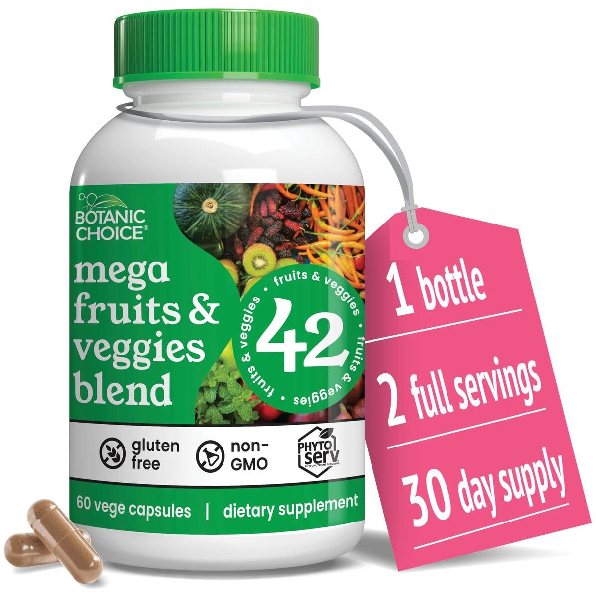 60 Capsules Fruit & Vegetable Superfood Supplements W8330
